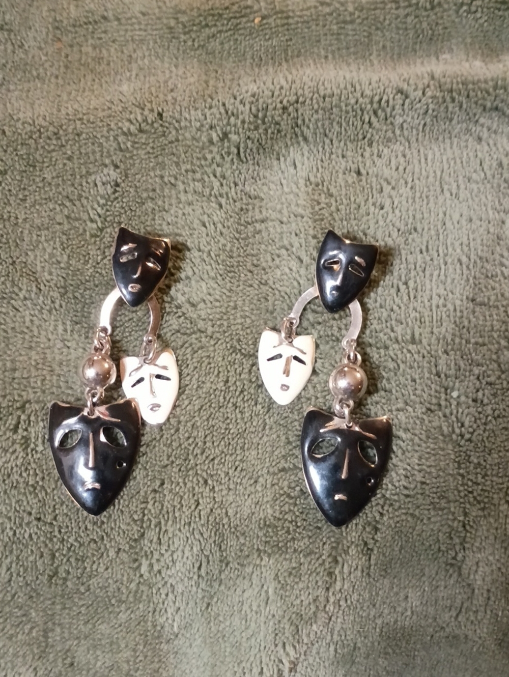 Source Unknown Black and White Mask Dangle Earrings - Women Jewelry